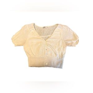 Hollister White Ruffle Sleeve Crop Top